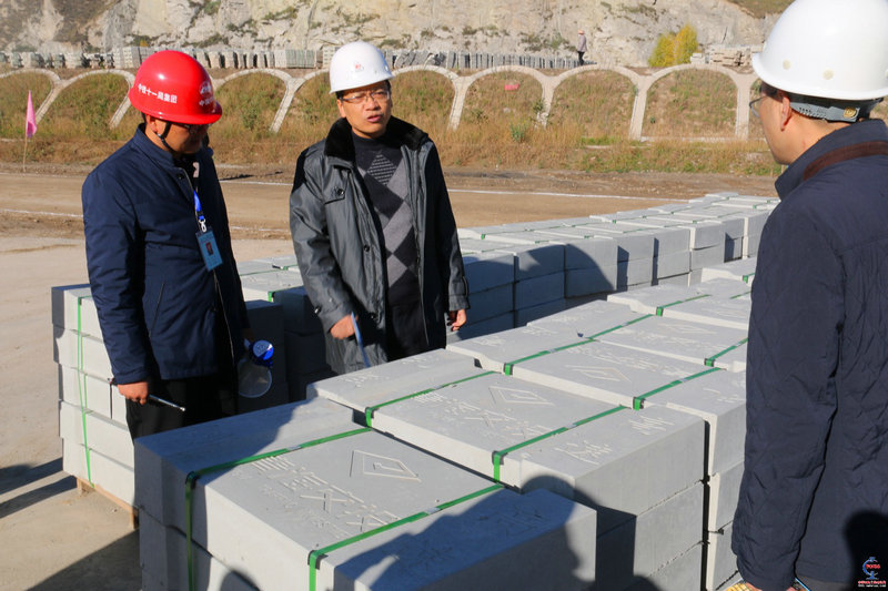圖2、王增賢總工程師（左二）高度評(píng)價(jià)預(yù)制塊成品.JPG